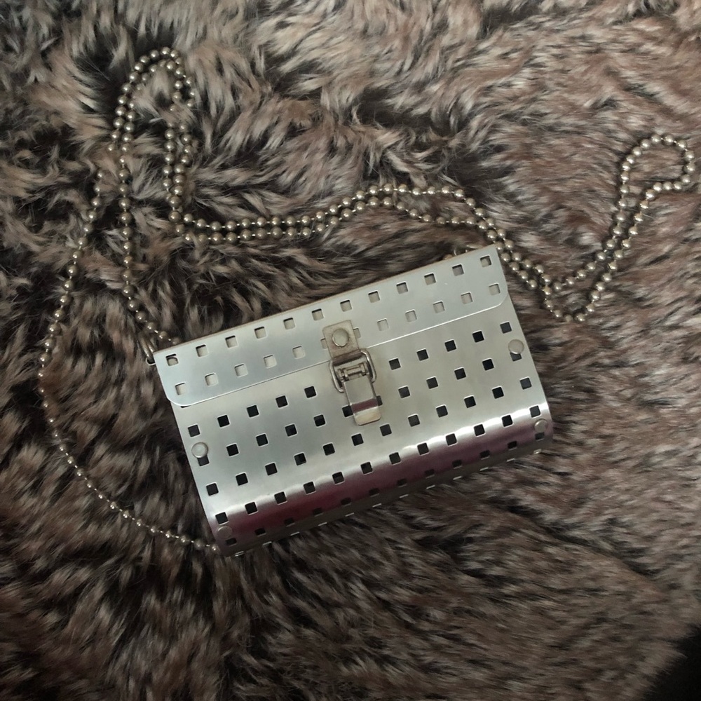 Metal & leather purse
